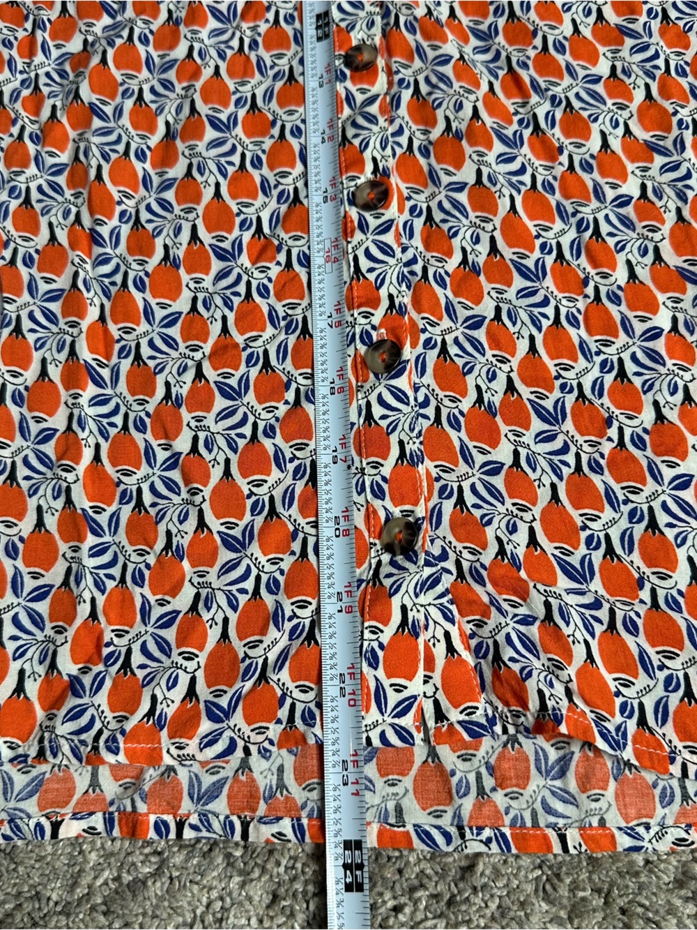 Anthropologie Maeve Berwick Bell Sleeve Maracas Print Blouse Medium Orange - Picture 11 of 14